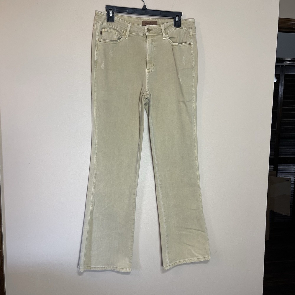 Judy Blue Pants Women's 11/30 Light Brown Stretch Workwear Garment Dyed Distress